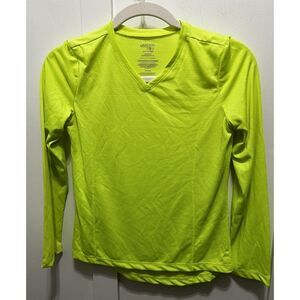 Girls‎ Danskin now Pullover VNeck Long Sleeve Sz L (10/12) Striped Safety Yellow